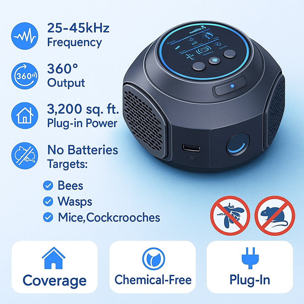 Ultraschall-Abwehrmittel für Bienen und Wespen Breevo mit 360-Grad-Abdeckung