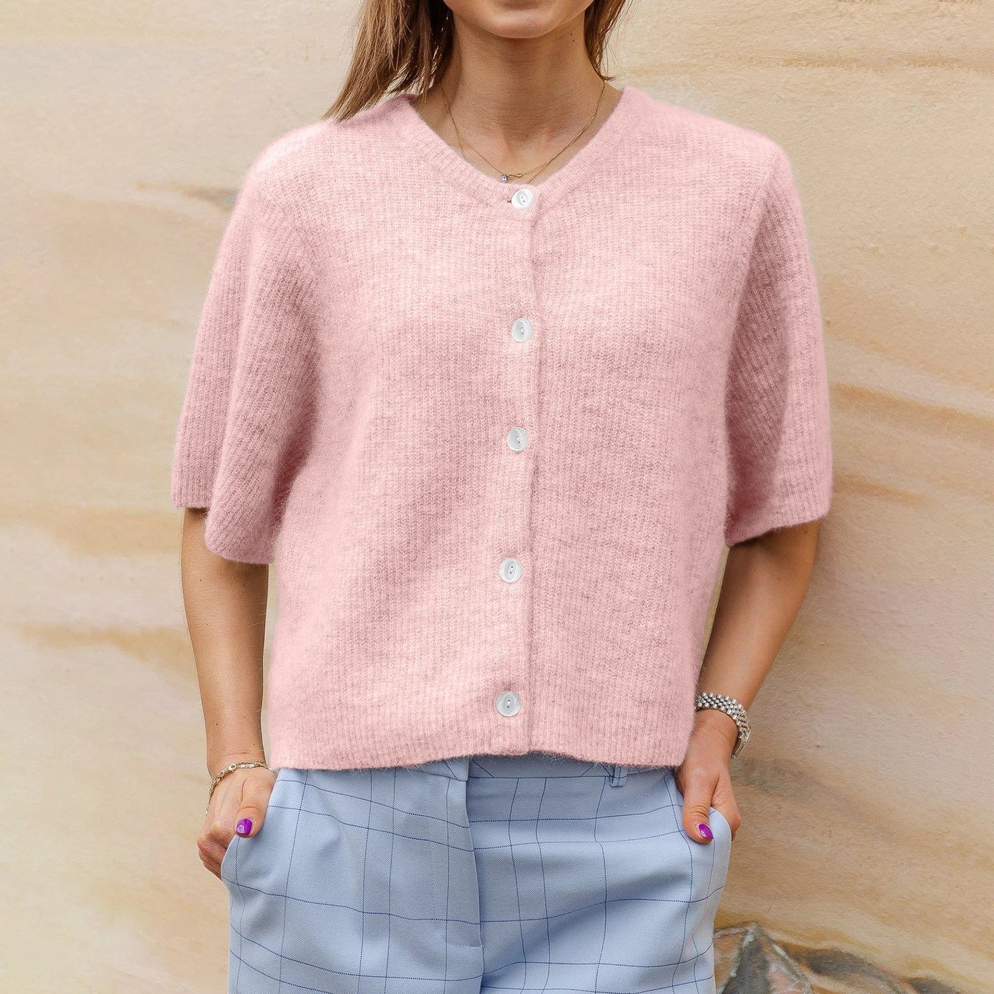 Cardigan de Punto de Manga Corta para Mujeres | Elegante y Suave