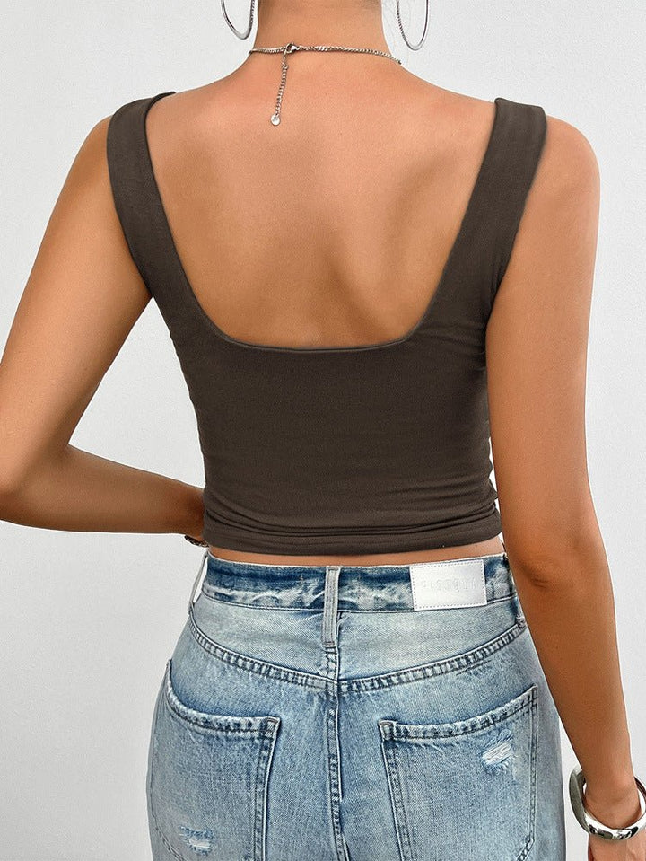 Tanktop zwart met twistdetail rugzijde
