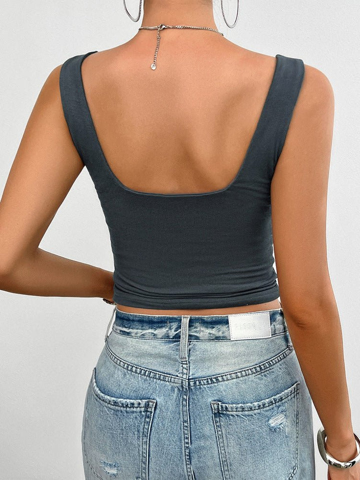 Tanktop zwart met twistdetail rugzijde