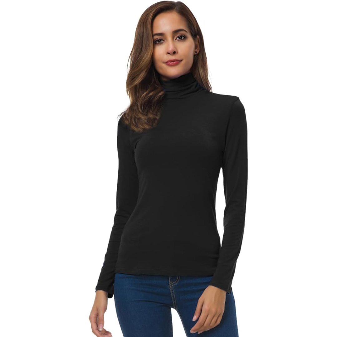Top de Cuello Alto Ajustado para Mujeres | Elástico