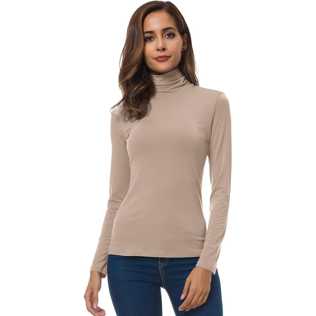 Top de Cuello Alto Ajustado para Mujeres | Elástico