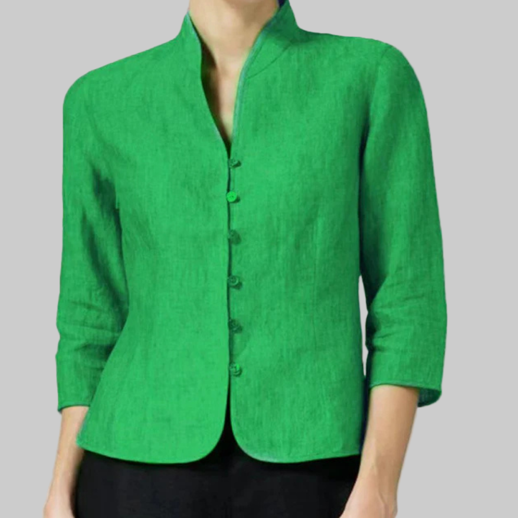 VierraSol | Blusa de Cuello Mandarín para Mujer con Botones en el Frente