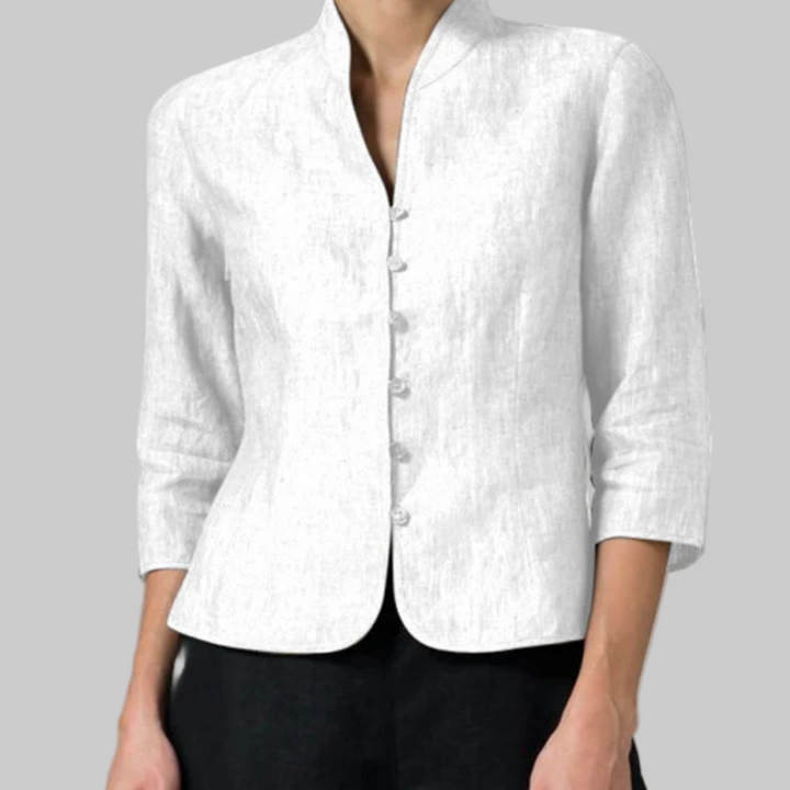VierraSol | Blusa de Cuello Mandarín para Mujer con Botones en el Frente