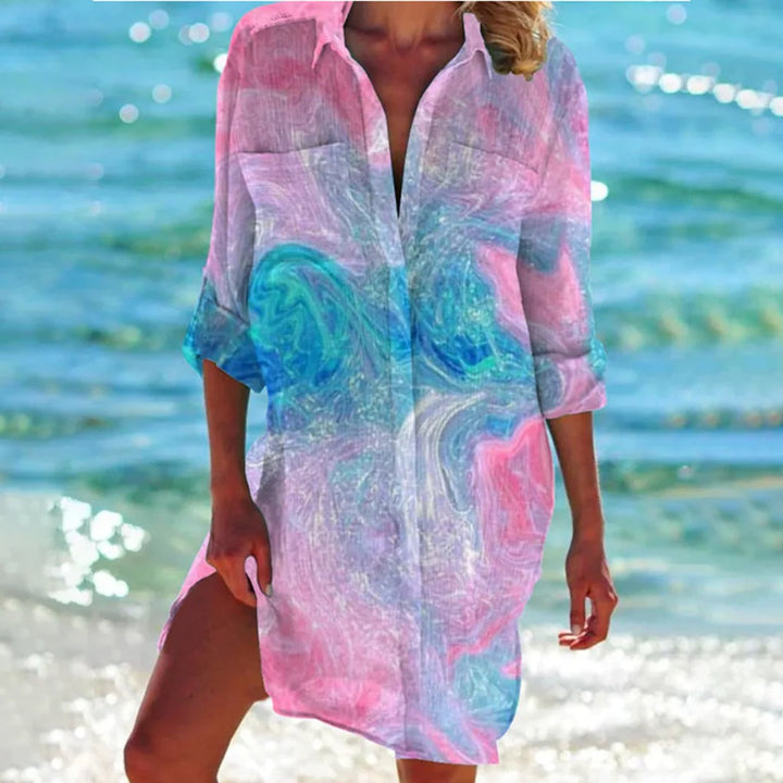 Camisa de Playa para Mujeres con Estampado Tie-Dye