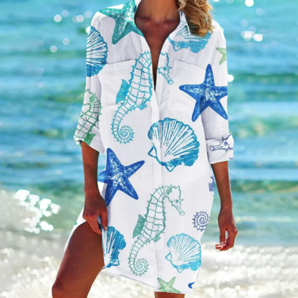 Camisa de Playa para Mujeres con Estampado Tie-Dye