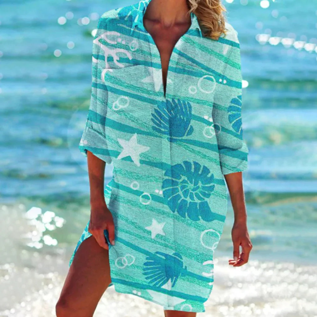 Camisa de Playa para Mujeres con Estampado Tie-Dye