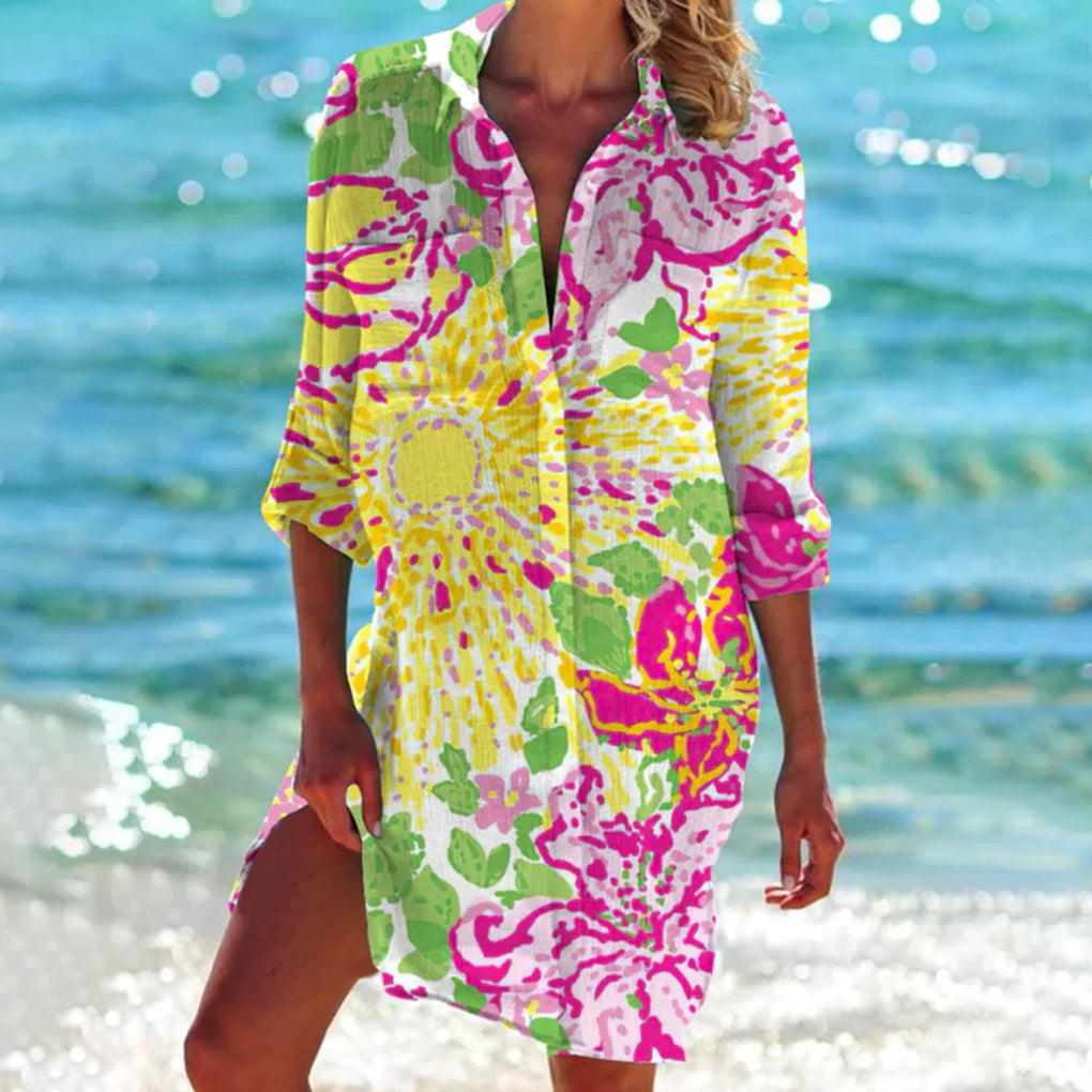 Camisa de Playa para Mujeres con Estampado Tie-Dye