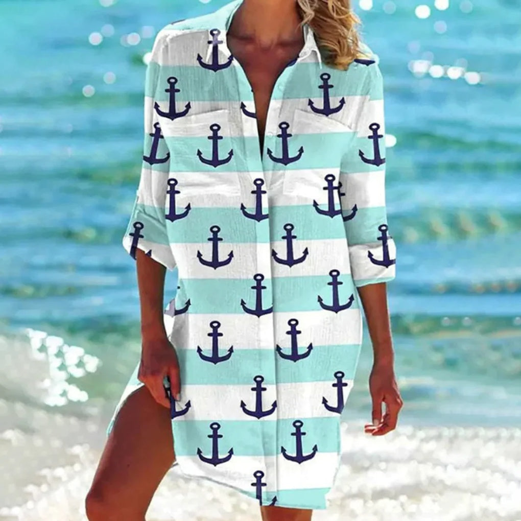 Camisa de Playa para Mujeres con Estampado Tie-Dye
