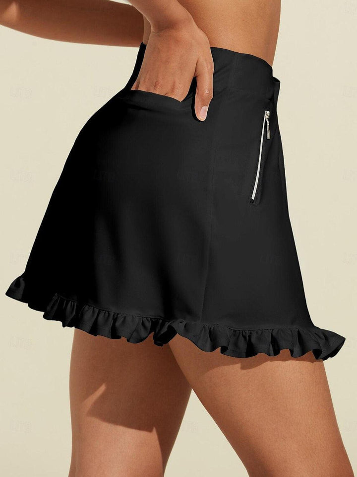 Golf-Rockhose für Damen mit UV-Schutz UPF50+, Sportlicher Skort mit hohem Bund, Volants und 17 Zoll Länge