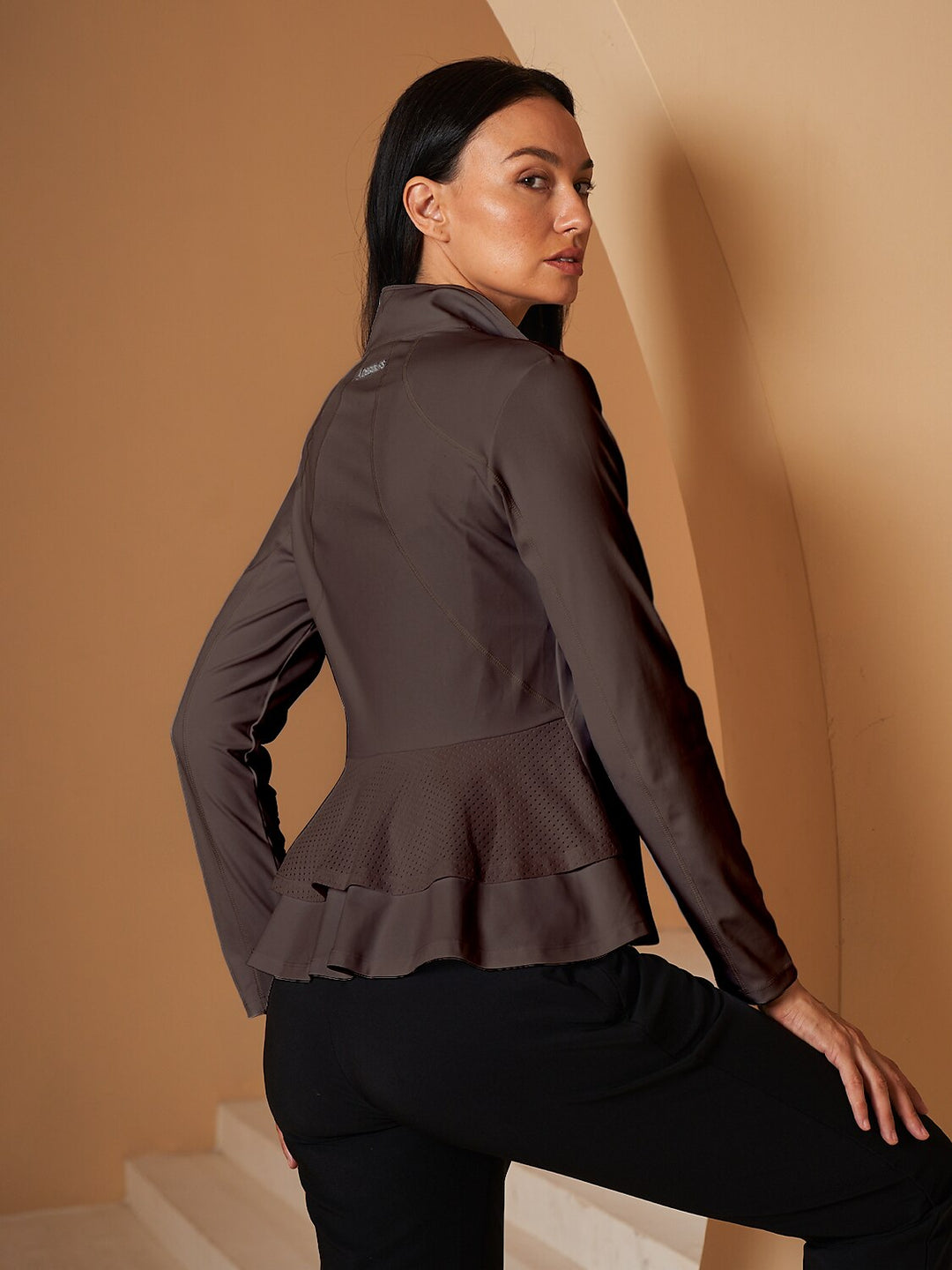 Dámská golfová bunda s ochranou proti slunci | Lehká sportovní bunda na zip s volánkovým detailem